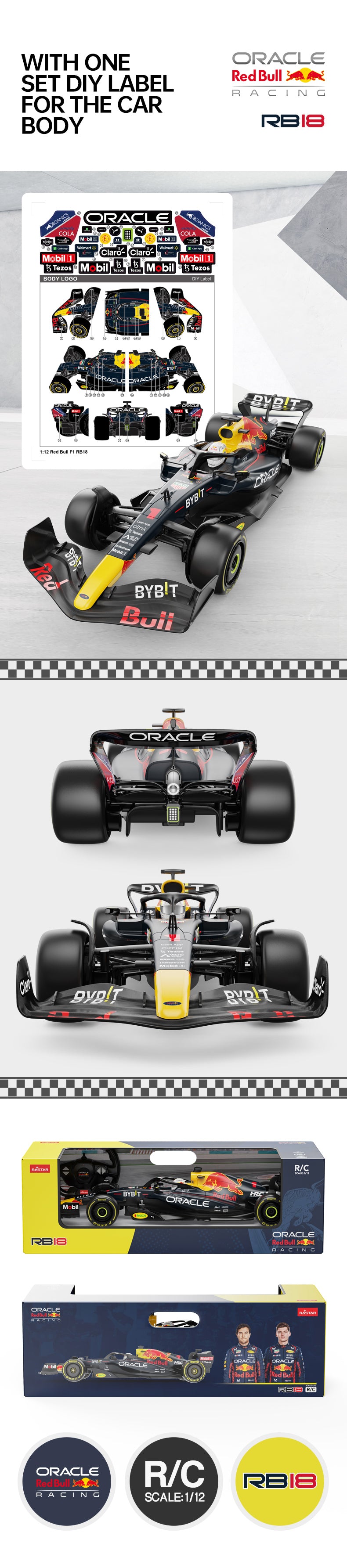 Rastar Licensed 1:12 Oracle Red Bull F1 Racing RB18 Remote Control Car