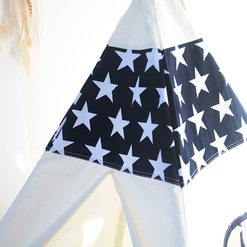 ALL 4 KIDS Liam Large Cotton Canvas Kids Blue Star Teepee Tent