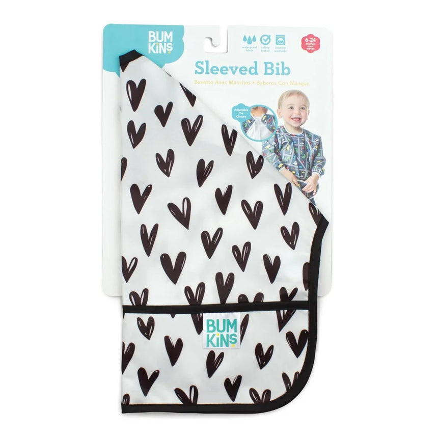 Bumkins Waterproof Sleeved Bib - Hearts