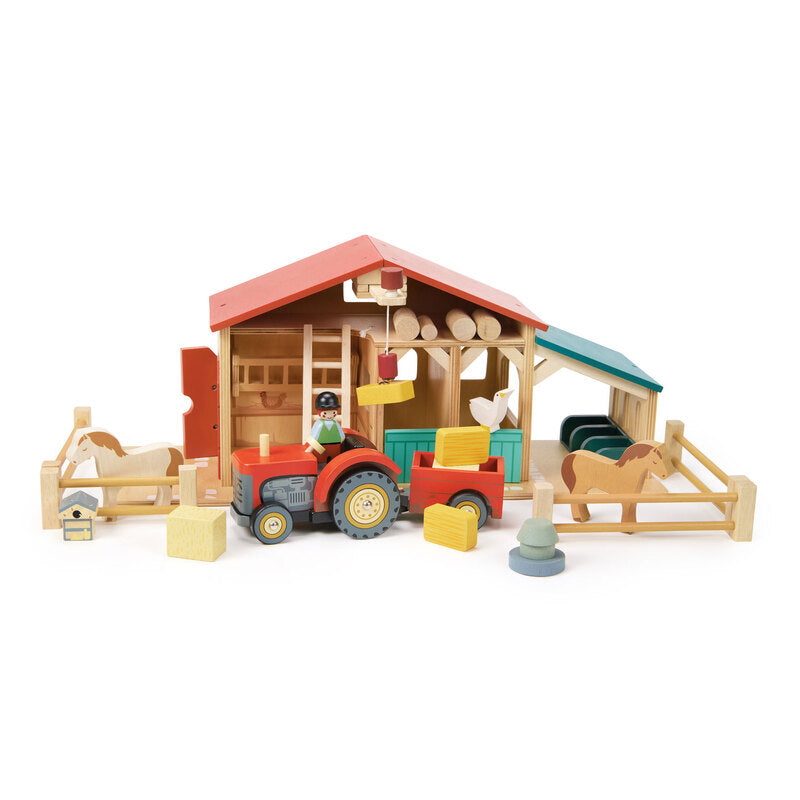 Tender Leaf Toys Wooden Farm Tractor Play Set