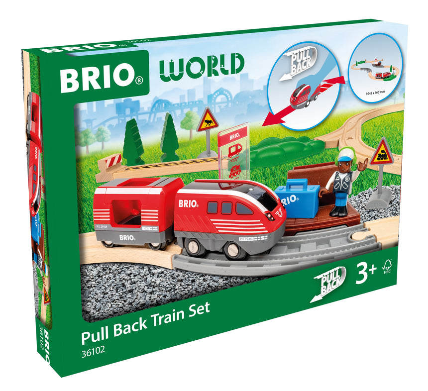 BRIO Pullback Train Set 28 pieces battery-free motorised wooden train – view 5