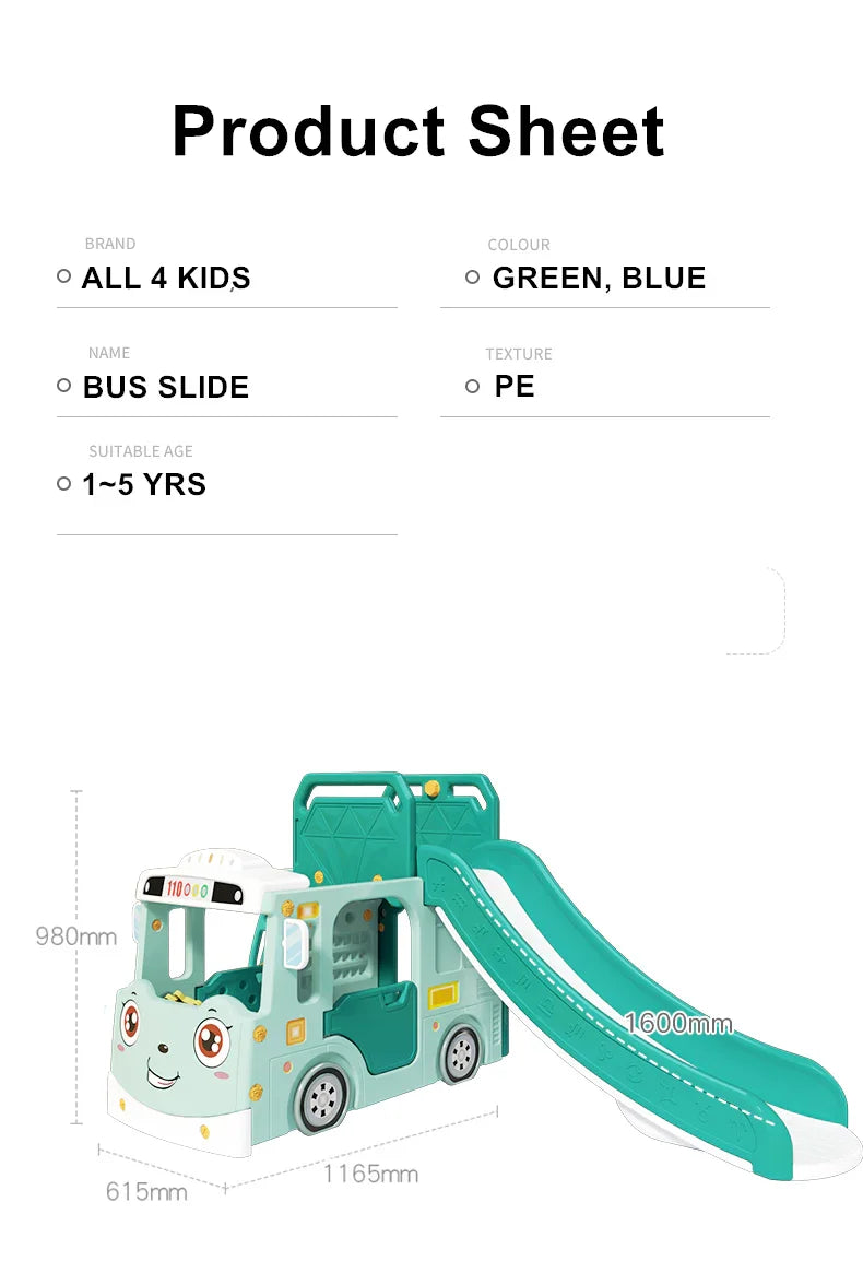 ALL 4 KIDS Lucas Baby Slider and Swing Play Center with Bus - Green