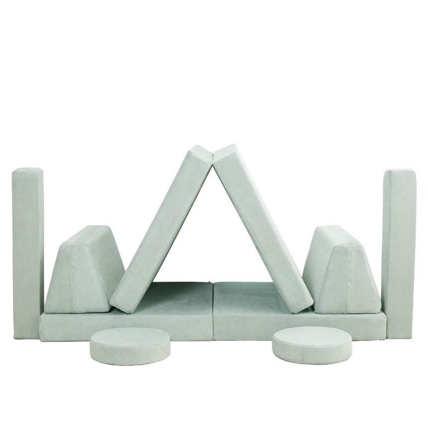 All 4 Kids Ethan 10 PCS Modular Play Couch - Green