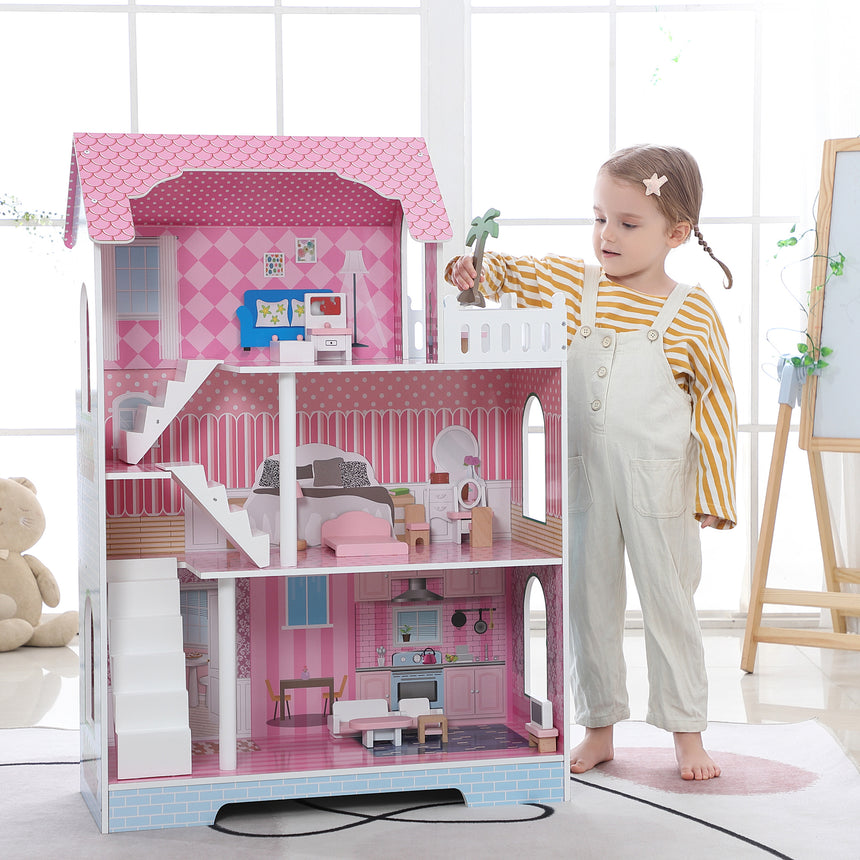 ALL 4 KIDS 3 Level Quinn Dollhouse with Furniture