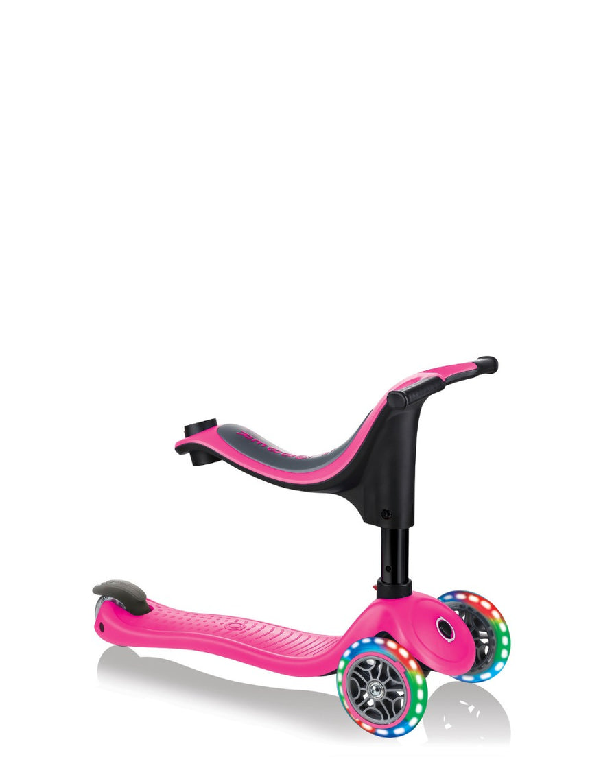 Globber Go Up Sporty Lights Convertible Scooter - Pink