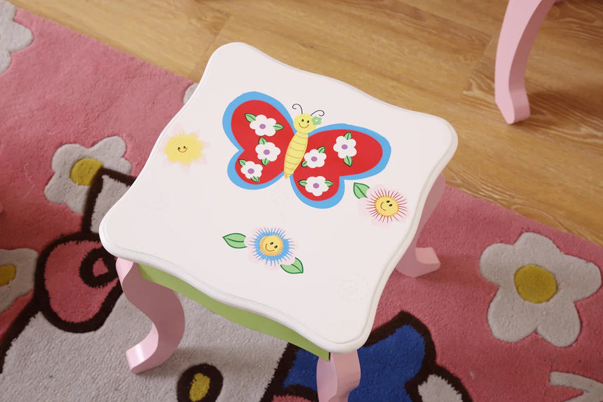 All 4 Kids Layla Girls Flower Vanity Set with Stool