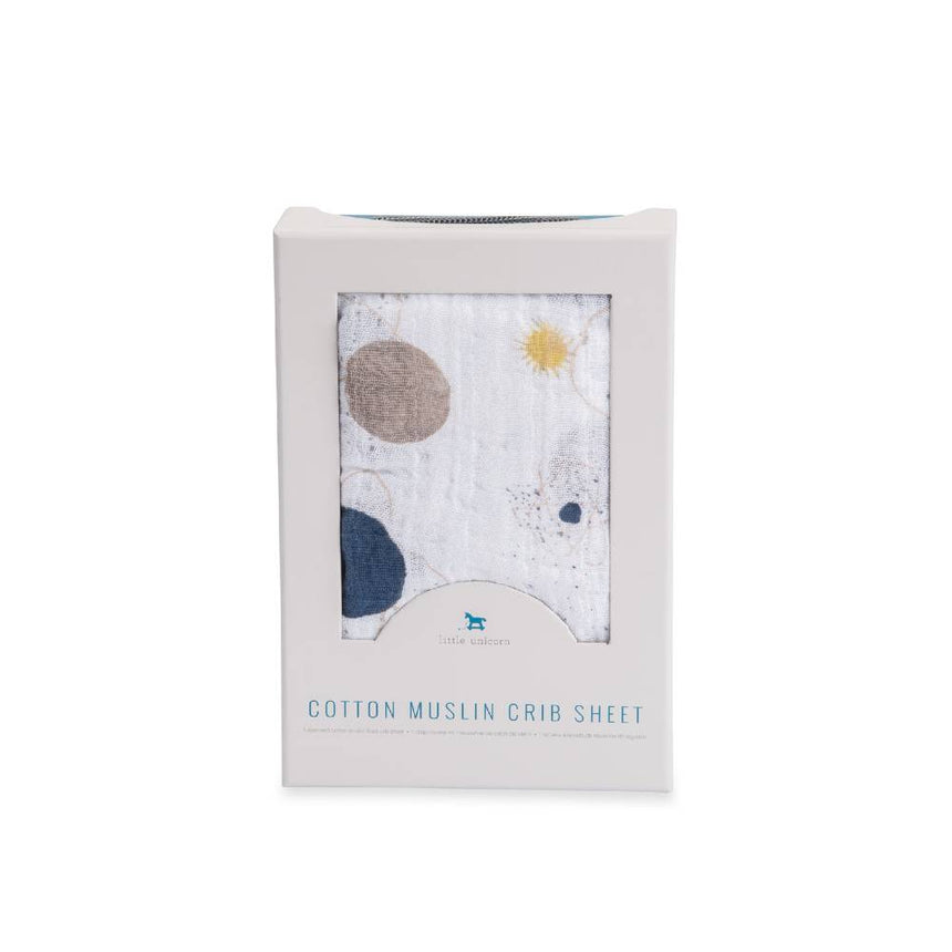 Little Unicorn Muslin Fitted Cot Sheet - Planetary