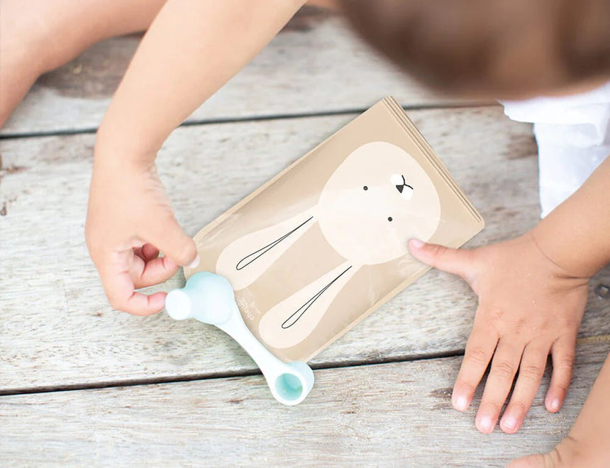 Cherub Baby On The Go Reusable Food Pouch150ml Animal 5pk