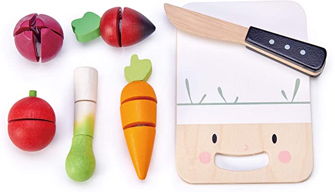 Tender Leaf Toys Pretend Mini Chef Chopping Board with Vegetables