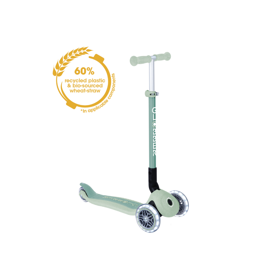 Globber ECOLOGIC PRIMO Foldable Scooter with Lights - Pistachio