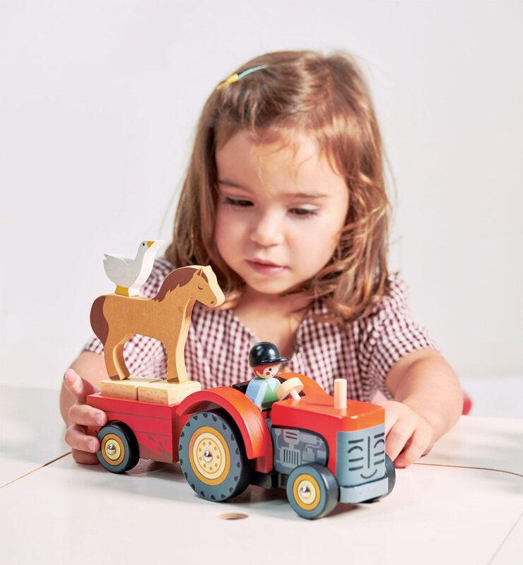 Tender Leaf Toys Wooden Farm Tractor Play Set