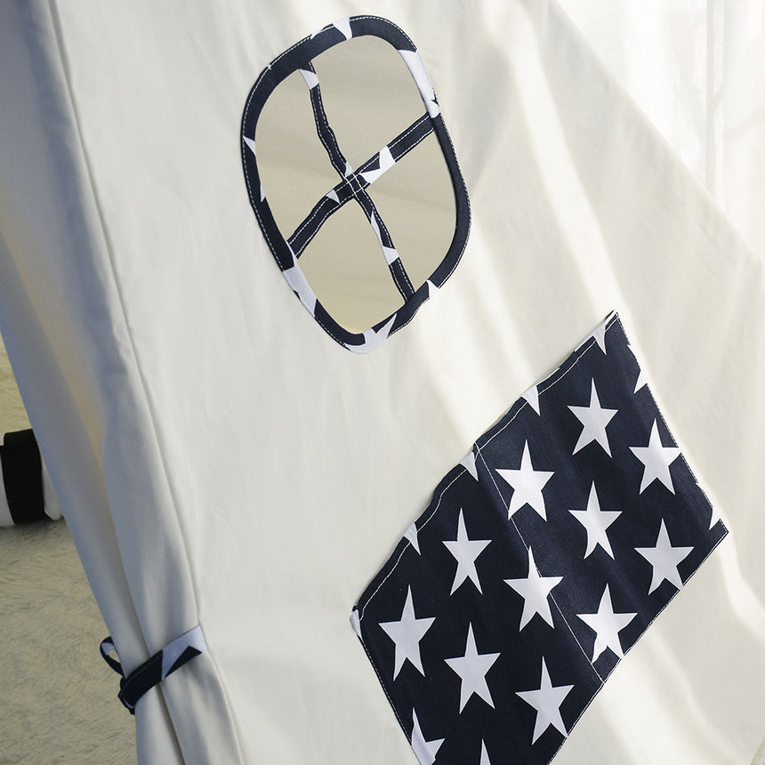 ALL 4 KIDS Liam Large Cotton Canvas Kids Blue Star Teepee Tent