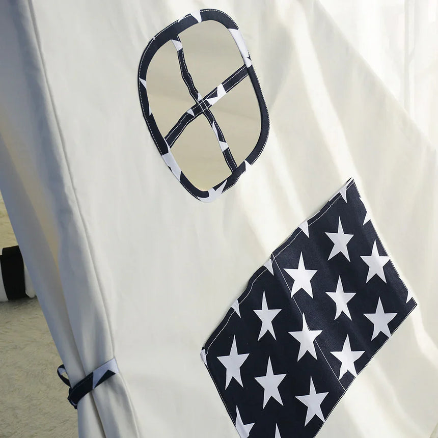 ALL 4 KIDS Liam Large Cotton Canvas Kids Blue Star Teepee Tent