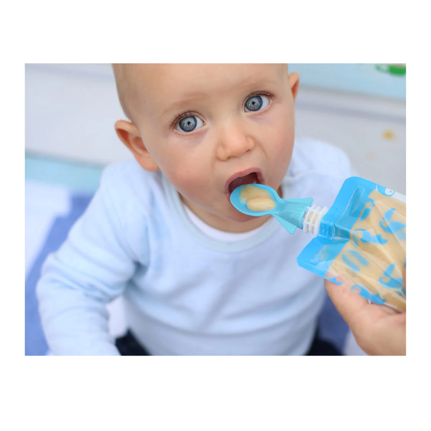 Cherub Baby Universal Silicone Food Pouch Spout Green Blue