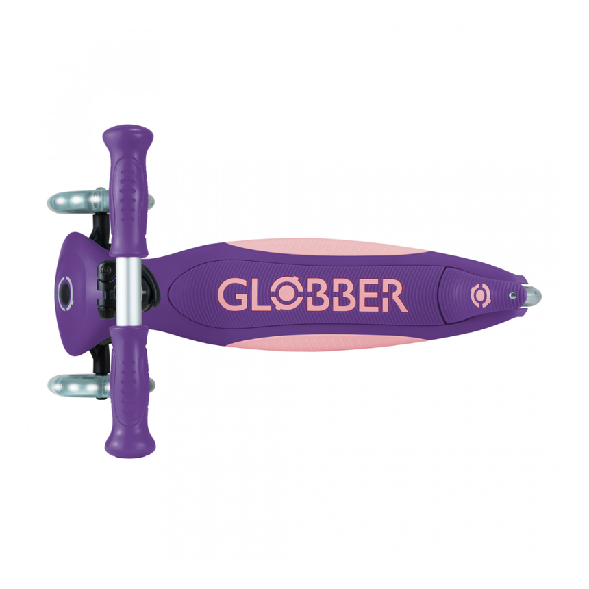 Globber Primo FOLD PLUS LIGHTS Scooter - Purple/ Pastel Pink