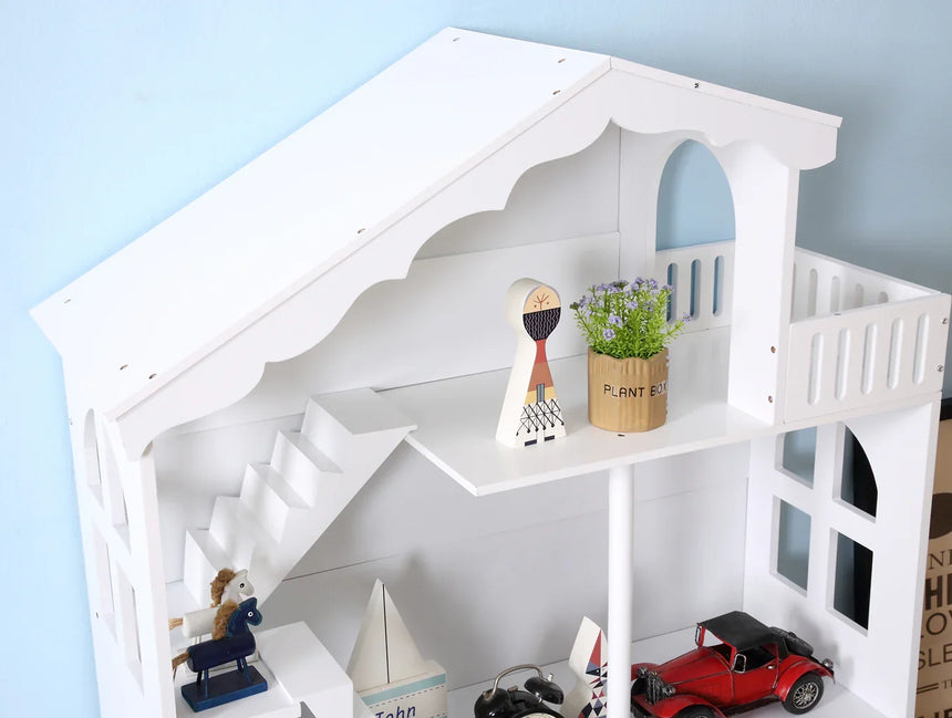 ALL 4 KIDS Ella White Dollhouse Bookcase Book Shelf Storage Unit
