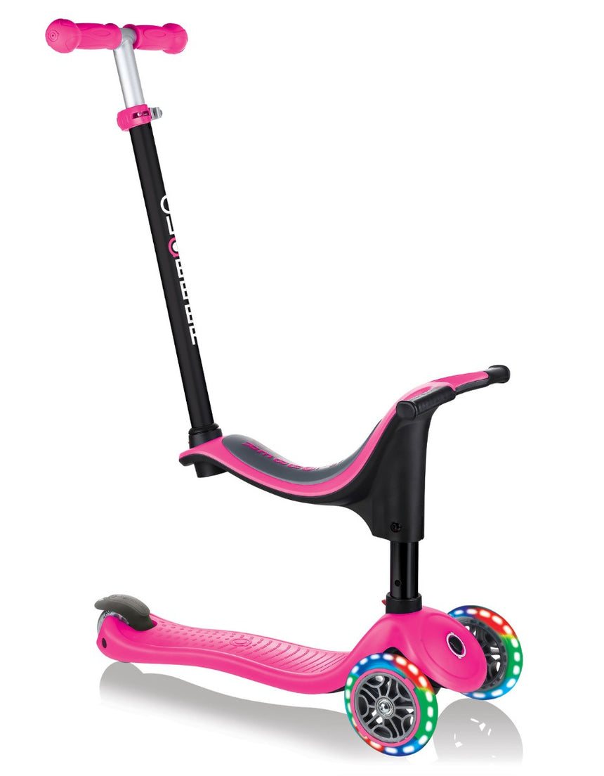 Globber Go Up Sporty Lights Convertible Scooter - Pink