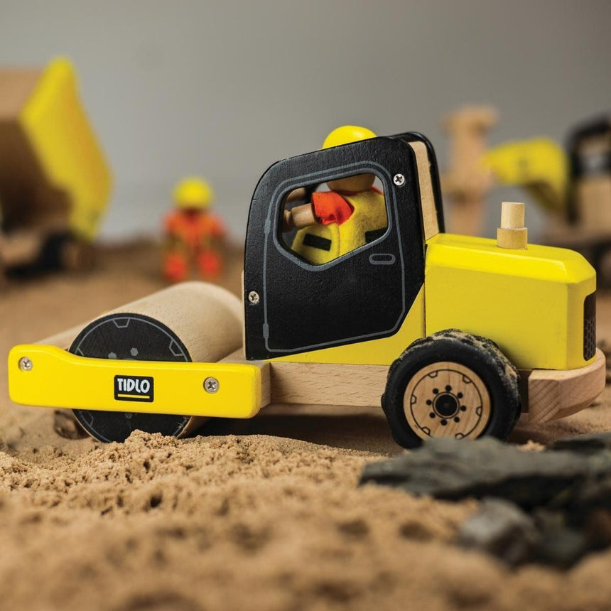 Tidlo Wooden Construction Toy - Road Roller