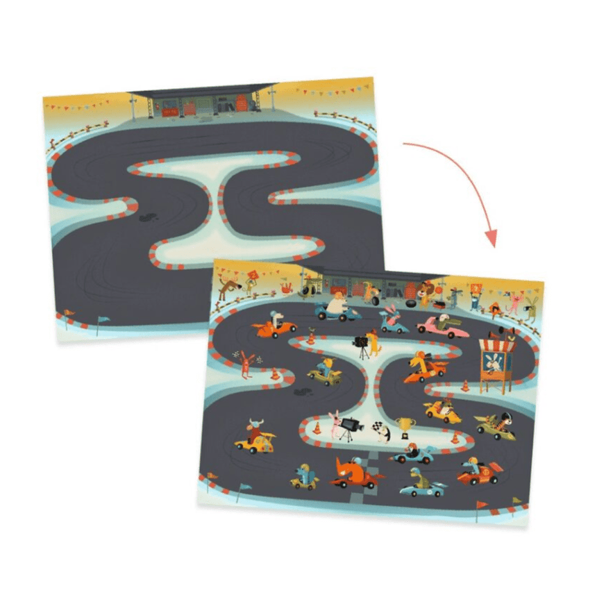 Djeco Asphalt Construction & Racing 100 Decals with 3 Backgrounds
