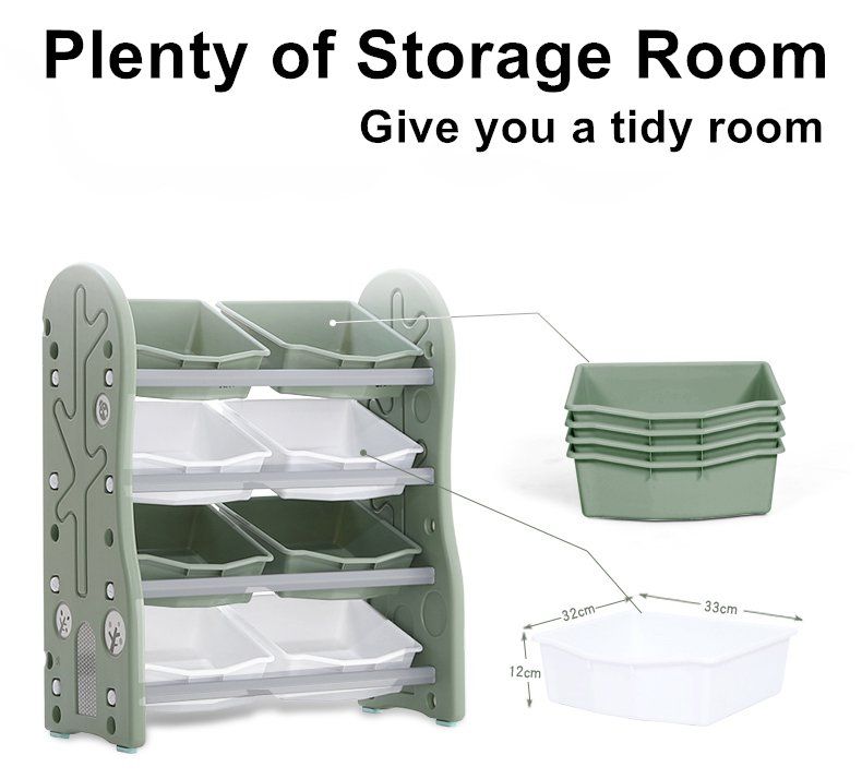 ALL 4 KIDS Addison 4 Tier 8 Bin Kids Toy Box Storage Unit - Powder Blue