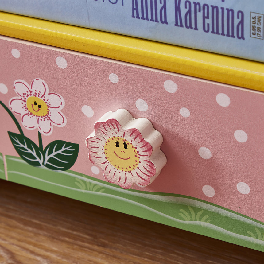 ALL 4 KIDS Olivia the Fairy Girls Hand Painted 3 Tier Flower Bookcase with Drawers