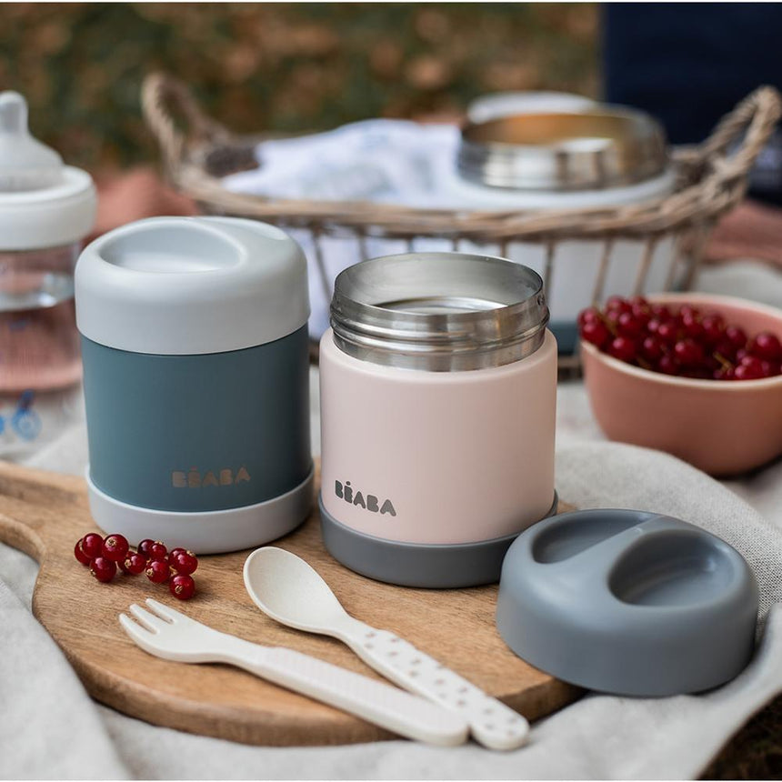 Beaba Stainless Steel Isothermal Portion 300ML - Dark Mist/ Light Pink