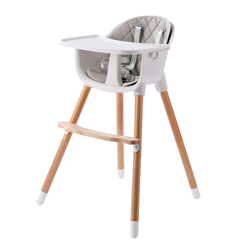 JOY BABY Amelia 2-in-1 Timber Highchair - Grey
