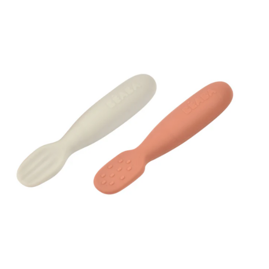 Beaba Silicone Pre-Spoons 2 Pack - Terracotta/Velvet Grey