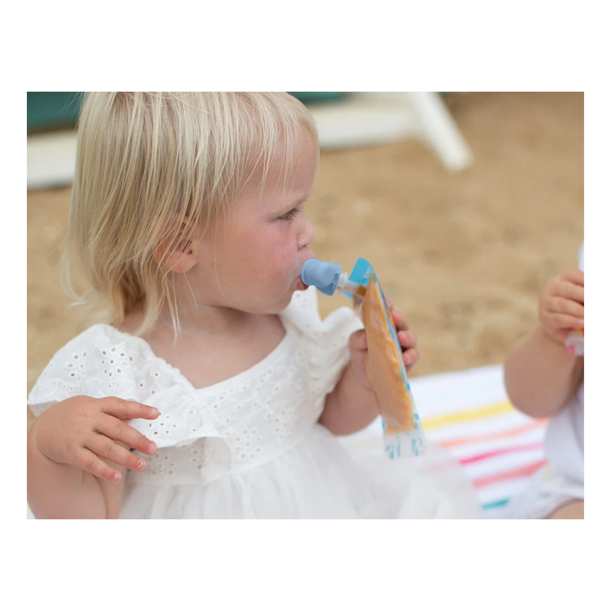 Cherub Baby Universal Silicone Food Pouch Spout 2pk Cerulean & Sage