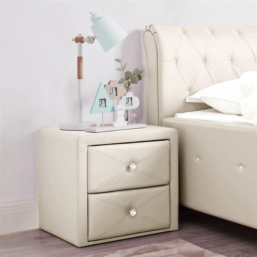All 4 Kids Madelyn White PU Leather Bedside Table