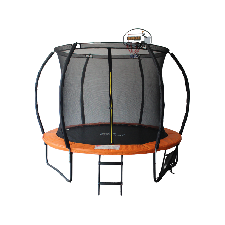 ALL 4 KIDS 8 FT Jump Zone Spring Trampoline with Basketball Board