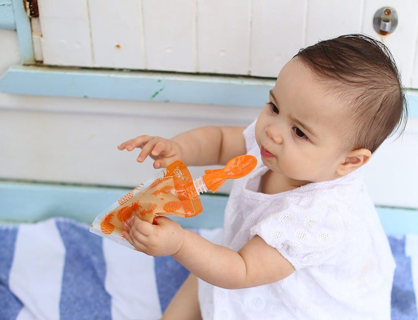 Cherub Baby Universal Food Pouch Spoons 2 pack – Pink Orange