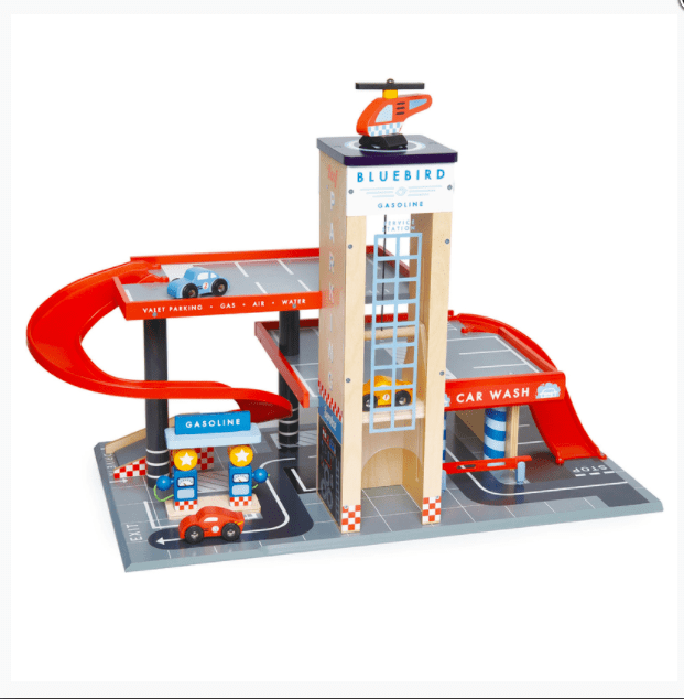 Tender Leaf Toys Wooden Blue Bird Service Station Play Set