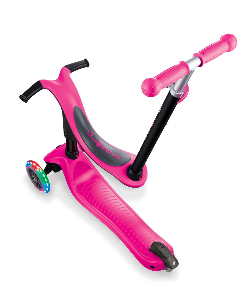 Globber Go Up Sporty Lights Convertible Scooter - Pink