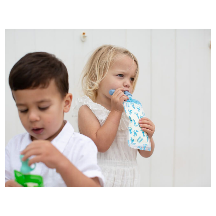 Cherub Baby Universal Silicone Food Pouch Spout 2pk Cerulean & Sage