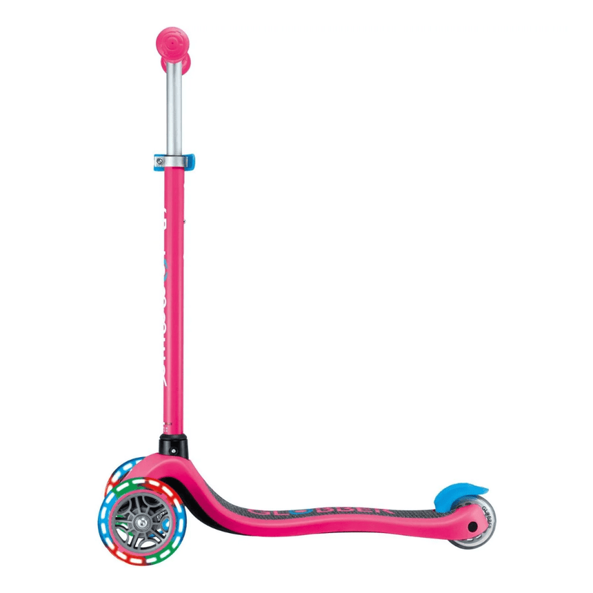 Globber Primo PLUS Scooter with Lights - Fuchsia Pink / Sky Blue
