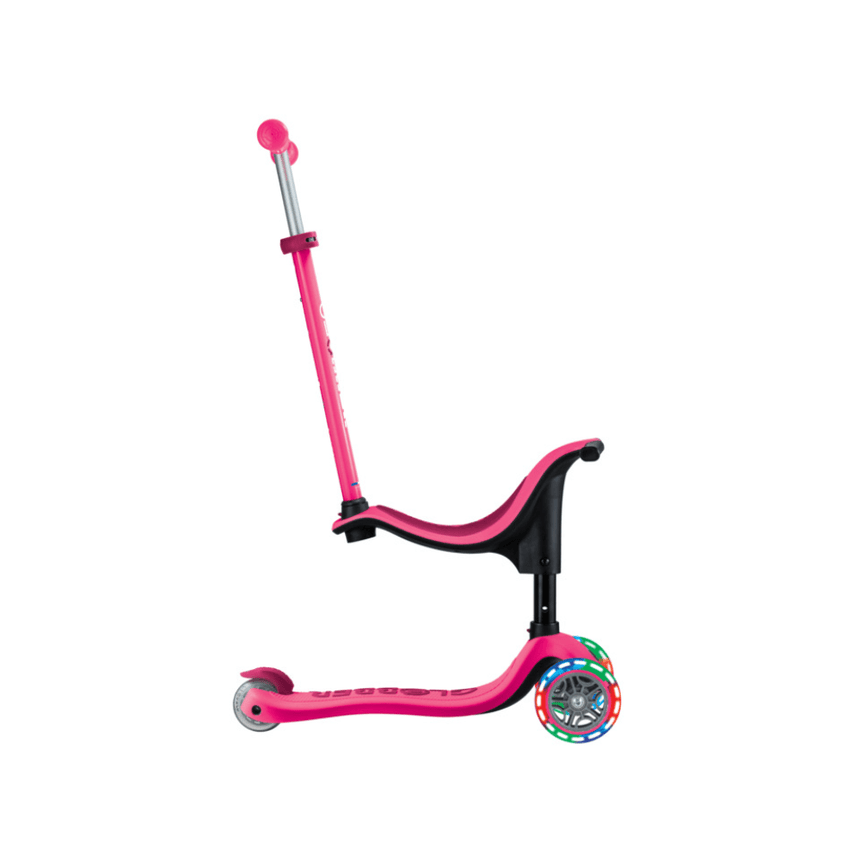 Globber Go Up Sporty Lights Convertible Scooter - Fuchsia/ Dark Pink