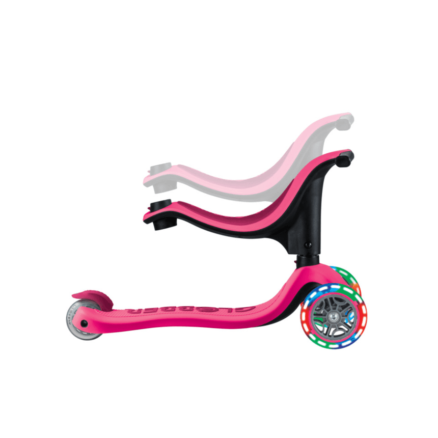 Globber Go Up Sporty Lights Convertible Scooter - Fuchsia/ Dark Pink