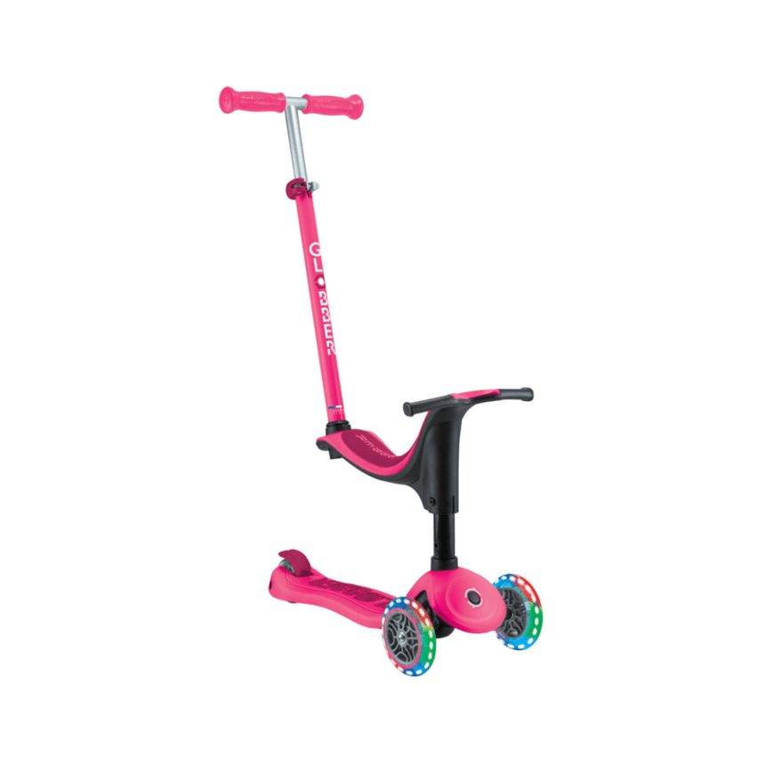 Globber Go Up Sporty Lights Convertible Scooter - Fuchsia/ Dark Pink