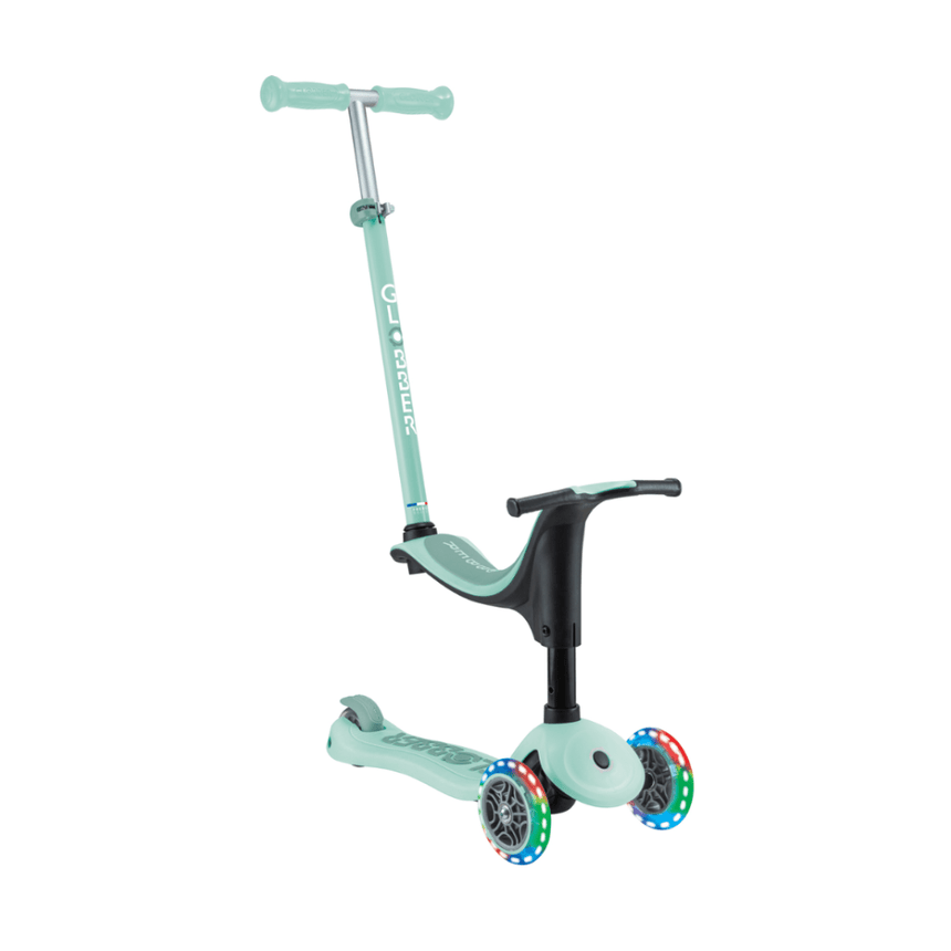 Globber Go Up Sporty Lights Convertible Scooter - Mint