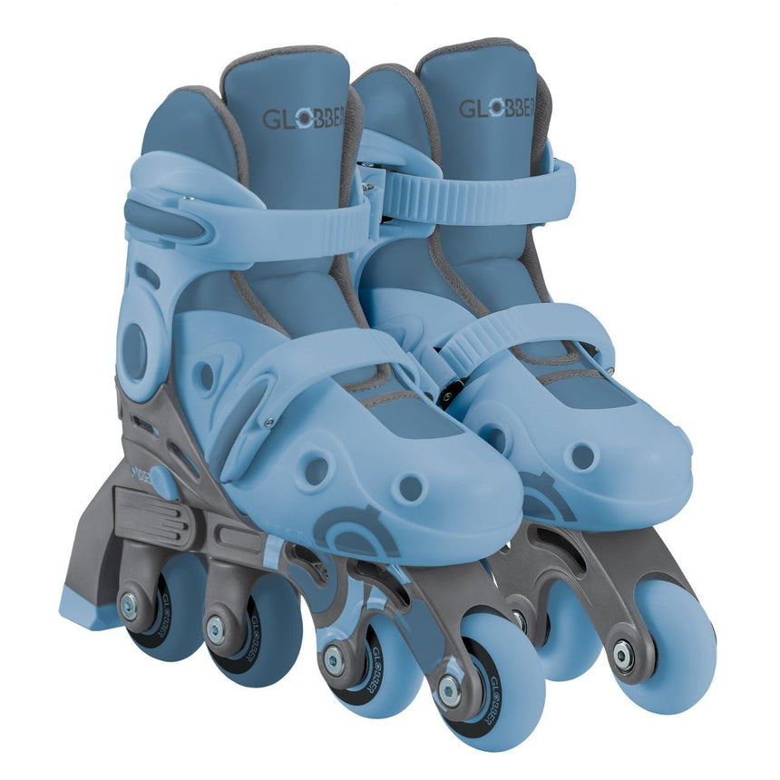 Globber 2 in 1 Learning Inline Roller Skates for Toddlers: Size 26-29 - Ash Blue