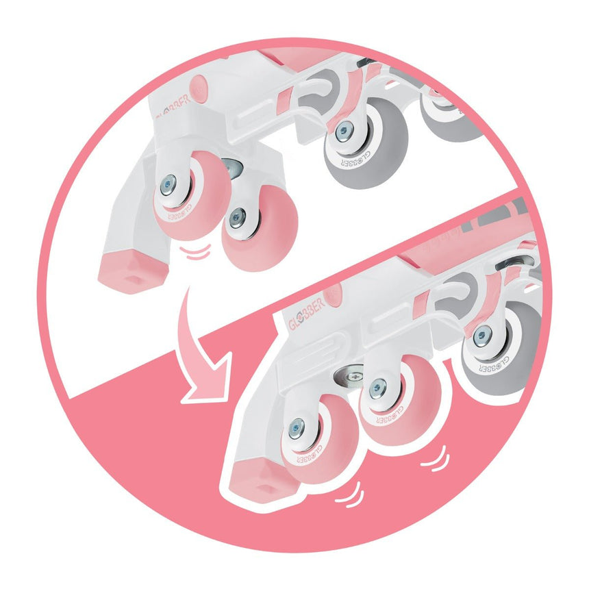 Globber 2 in 1 Learning Inline Roller Skates for Toddlers: Size 26-29 - Pastel Pink