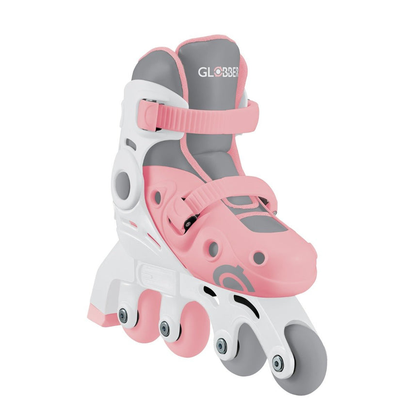 Globber 2 in 1 Learning Inline Roller Skates for Toddlers: Size 29-32 - Pastel Pink
