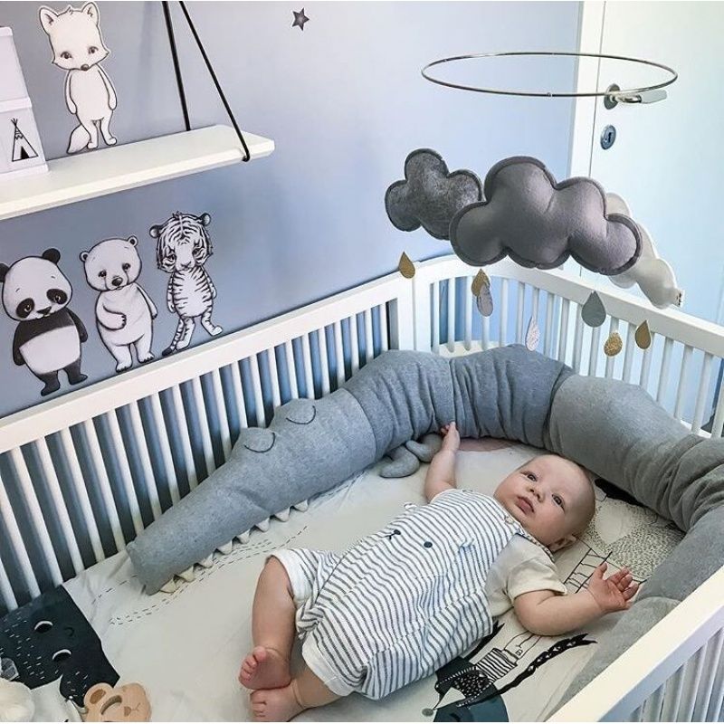 ALL 4 KIDS 185cm Alligator Baby Cot Bumper Flush Toy