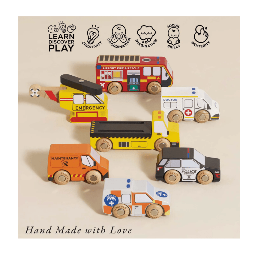 Le Toy Van Emergency Helicopter & Rescue Cars - 7 Piece