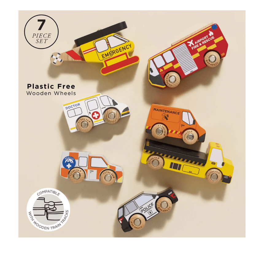 Le Toy Van Emergency Helicopter & Rescue Cars - 7 Piece
