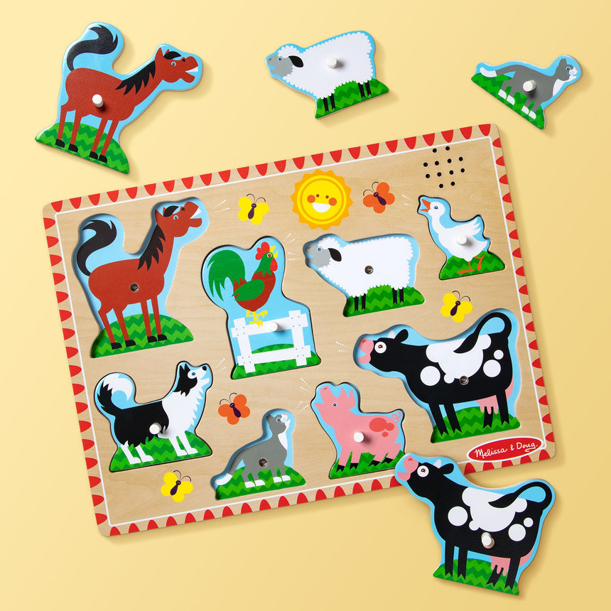 Melissa and Doug Farm Animals Sound Puzzle 8 piece wooden puzzle – view 5