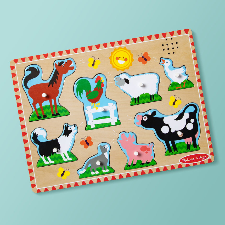 Melissa and Doug Farm Animals Sound Puzzle 8 piece wooden puzzle – view 6