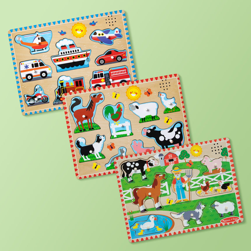 Melissa and Doug Farm Animals Sound Puzzle 8 piece wooden puzzle – view 7