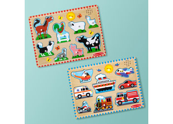 Melissa and Doug Vehicles Sound Puzzle 8 piece wooden puzzle – view 4